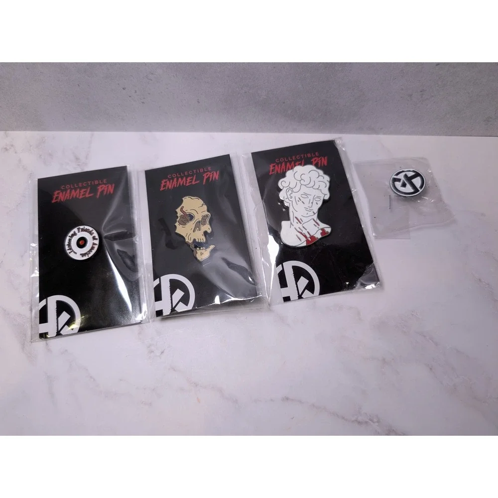 Hunt A Killer Enamel Pin Set Skull Bust Record Logo Mystery Game Collectibles
